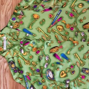 Vintage Silk Scarf Print Blouse